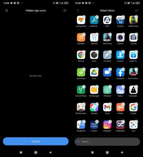 hide apps on Xiaomi