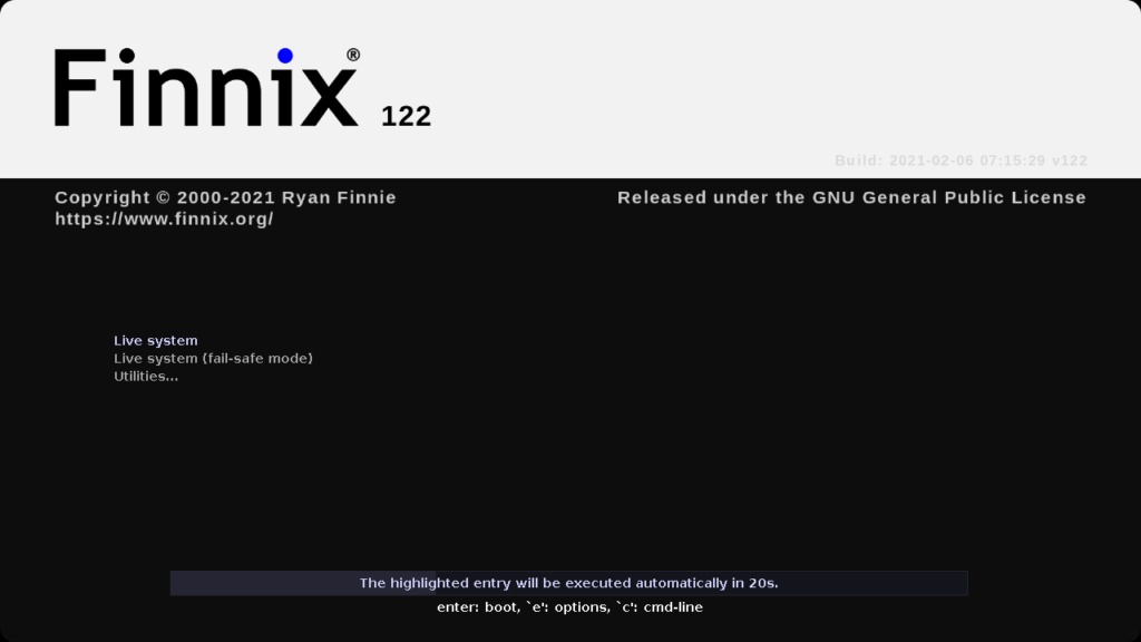 Finnix 122 Çıktı